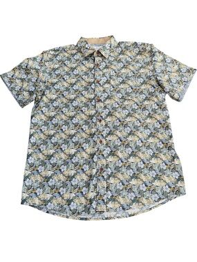 Rue Saint-Patrick Cotton Floral Short Sleeve Button Up Shirt (S/M)